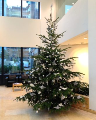 Office Christmas Tree 12ft White & Silver