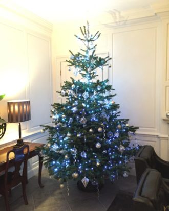 12ft Decorated Tree - Silver & Clear