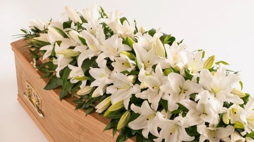 lily casket spray standard white