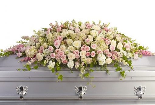 Pink and Cream Roses Casket Spray