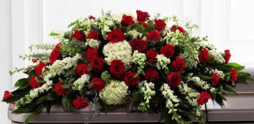 Red and Green Casket Spray